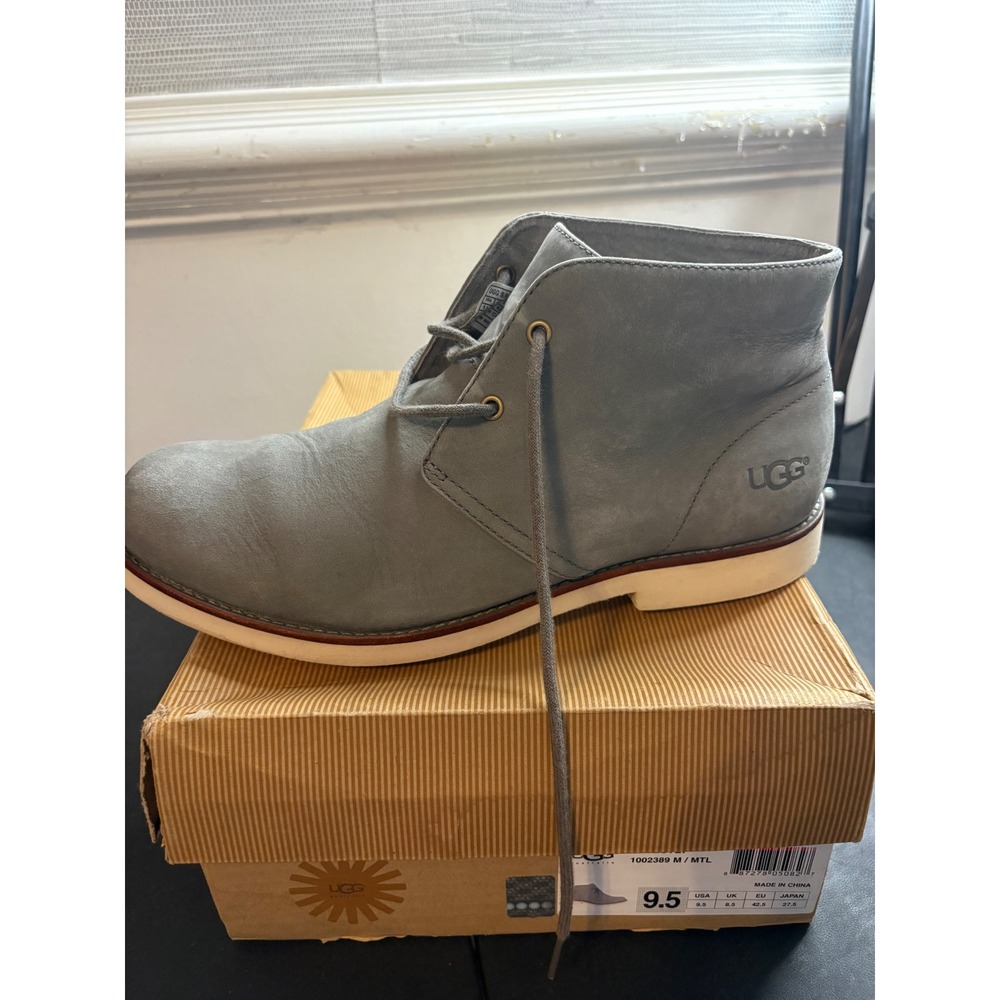 UGG Australia Westly Metal Grey Leather Chukka Boots 1002389 Mens 9.5
